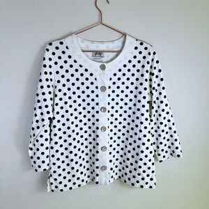 Wild Palms Black & White Polka Dot Cardigan – Size Small